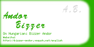 andor bizzer business card